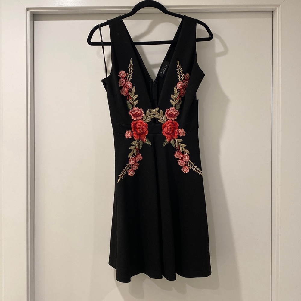 Lulus deep v fit and flare dress